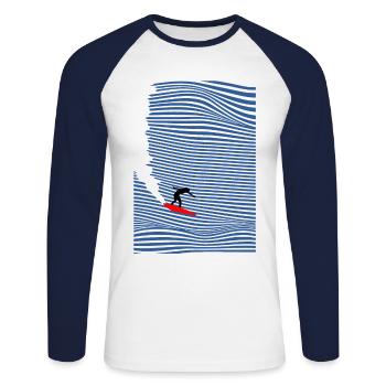 Surfeuse surf on - T-shirt baseball manches longues Homme - blanc/marine - Devant - Nik (191cm)