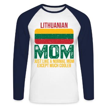 Drapeau Lituanien de la Mère Lithuanienne pour la fête des mères - T-shirt baseball manches longues Homme - blanc/marine - Devant - Nik (191cm)
