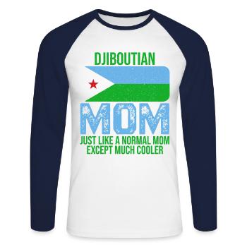 Djiboutian Mom Dschibuti-Flagge zum Muttertag - Unisex Baseballshirt langarm - Weiß/Navy - Vorne - Nik (191cm)
