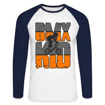 BMX Bicycle Accessories BMX Rider Ramp BMX downhill - Unisex Long Sleeve Baseball T-Shirt - white/navy - Front - Nik (191cm)