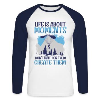 Paraglider Pilot Equipment Paraglider Pa - Unisex Long Sleeve Baseball T-Shirt - white/navy - Front - Nik (191cm)