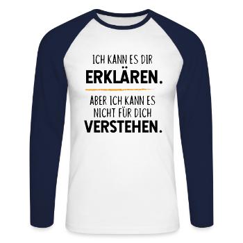 Ich kann es dir erklären, Physik & Mathe Ingenieur - Unisex Baseballshirt langarm - Weiß/Navy - Vorne - Nik (191cm)