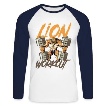Löwe workout gym haltères - T-shirt baseball manches longues Homme - blanc/marine - Devant - Nik (191cm)