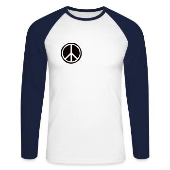 Hippie Paix Peace Peace Signe de paix - T-shirt baseball manches longues Homme - blanc/marine - Devant - Nik (191cm)