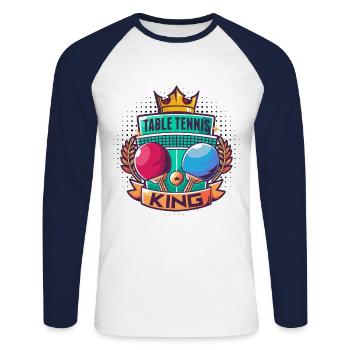 Équipement de ping-pong de tennis de table pour tennis de table Sp - T-shirt baseball manches longues Homme - blanc/marine - Devant - Nik (191cm)