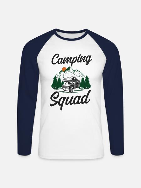 Camping Squad Motorhome - Unisex Long Sleeve Baseball T-Shirt - white/navy