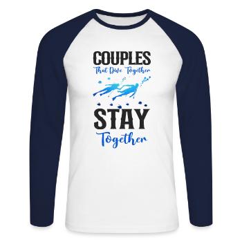 Scuba Diving Diver Girl Couples - Unisex Baseballshirt langarm - Weiß/Navy - Vorne - Nik (191cm)