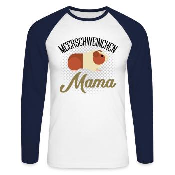 Meerschweinchen Mama - Meerschweinchen - Guinea Pi - Unisex Baseballshirt langarm - Weiß/Navy - Vorne - Nik (191cm)