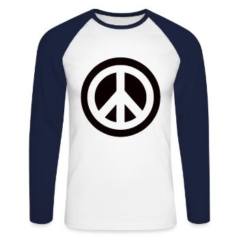 Hippie Paix Peace Peace Signe de paix - T-shirt baseball manches longues Homme - blanc/marine - Devant - Nik (191cm)