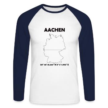 Aachen Map - Unisex Long Sleeve Baseball T-Shirt - white/navy - Front - Nik (191cm)