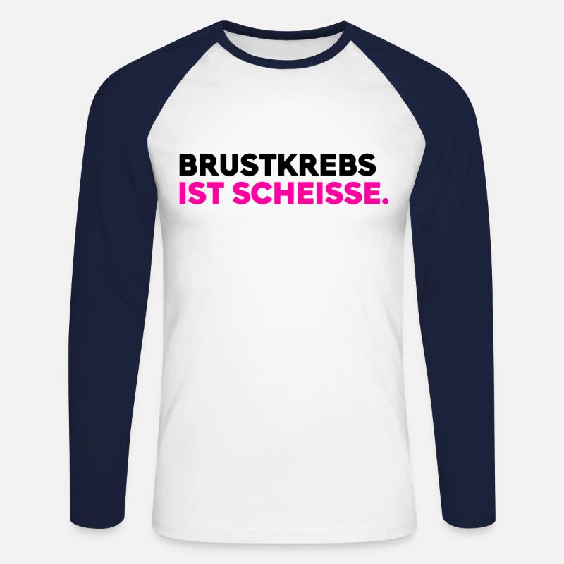 Brustkrebs ist scheisse - Unisex Baseballshirt langarm - Weiß/Navy