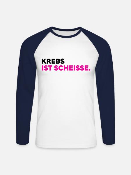 Krebs ist scheisse - Unisex Baseballshirt langarm - Weiß/Navy