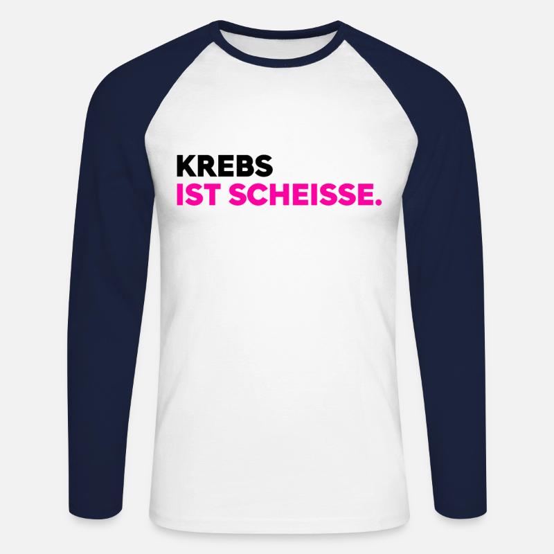 Krebs ist scheisse - Unisex Baseballshirt langarm - Weiß/Navy