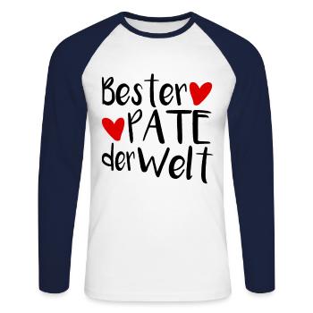 Bester Patenonkel - Unisex Baseballshirt langarm - Weiß/Navy - Vorne - Nik (191cm)