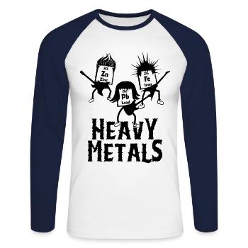Heavy Metals Chemie Lehrer Studenten Geschenkidee - Unisex Baseballshirt langarm - Weiß/Navy - Vorne - Nik (191cm)