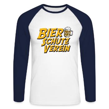 Bier Schutz Verein Geschenk Lustig Bier - Unisex Baseballshirt langarm - Weiß/Navy - Vorne - Nik (191cm)