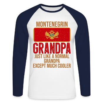Montenegrin Grandpa Montenegro Flag - Unisex Long Sleeve Baseball T-Shirt - white/navy - Front - Nik (191cm)