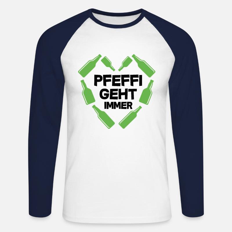 Pfeffi geht immer Alkohol - Unisex Baseballshirt langarm - Weiß/Navy