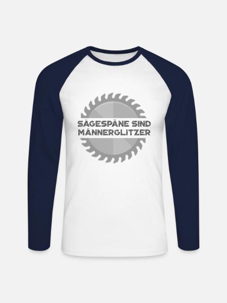 Sägespäne sind Männerglitzer - Unisex Baseballshirt langarm - Weiß/Navy