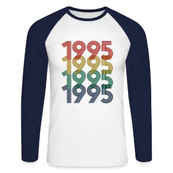 Superbe cadeau de 1995, 27e anniversaire ou anniversaire - T-shirt baseball manches longues Homme - blanc/marine - Devant - Nik (191cm)