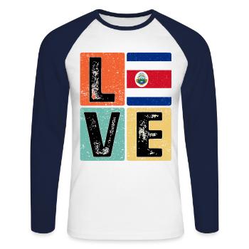 I Love Costa Rica drapeau pour Costa Rica Pride - T-shirt baseball manches longues Homme - blanc/marine - Devant - Nik (191cm)