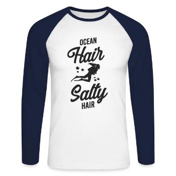 Scuba Diving Diver Girl Ocean Air - Unisex Long Sleeve Baseball T-Shirt - white/navy - Front - Nik (191cm)