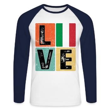 I Love Italy drapeau pour la fierté italienne - T-shirt baseball manches longues Homme - blanc/marine - Devant - Nik (191cm)
