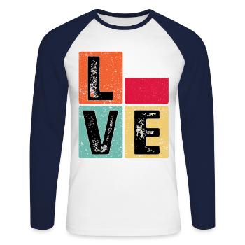 I Love Poland Flagge für polnischen Stolz - Unisex Baseballshirt langarm - Weiß/Navy - Vorne - Nik (191cm)