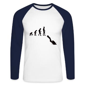 Tauchen Evolution | Menschen Entwicklung Idee - Unisex Baseballshirt langarm - Weiß/Navy - Vorne - Nik (191cm)