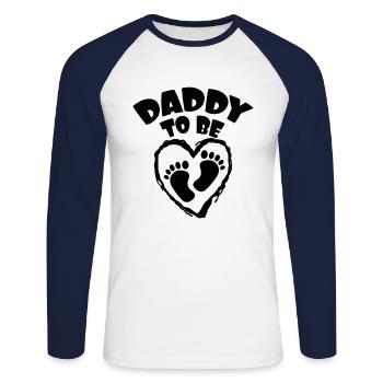 Daddy To Be - Pregnancy Announcement Gift For Men - Unisex Long Sleeve Baseball T-Shirt - white/navy - Front - Nik (191cm)