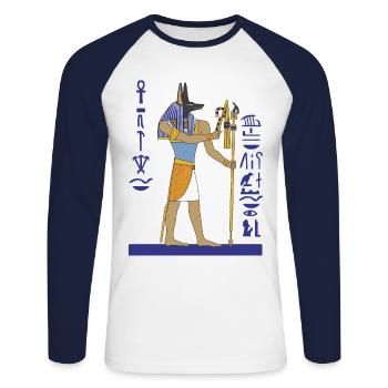 Anubis - T-shirt baseball manches longues Homme - blanc/marine - Devant - Nik (191cm)