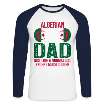 Algerian Dad Algerien Flagge Sonnenbrille Vatertag - Unisex Baseballshirt langarm - Weiß/Navy - Vorne - Nik (191cm)