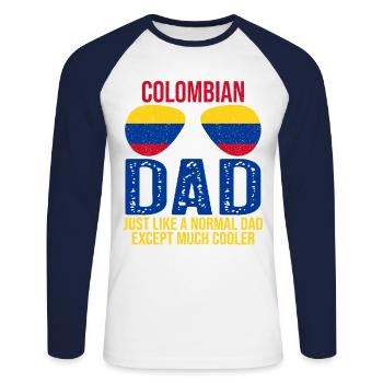 Colombian Dad Colombia Flag Sunglasses Father’s - T-shirt baseball manches longues Homme - blanc/marine - Devant - Nik (191cm)