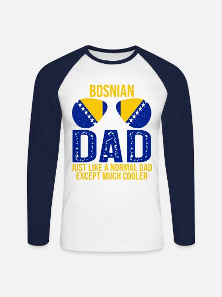 Bosnische vader Bosnië vlag zonnebril vaderdag - Mannen baseballshirt lange mouw - wit/navy