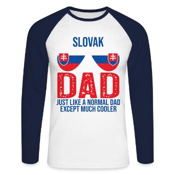 Slovak Dad Slovakia Flag Sunglasses Father’s Day - T-shirt baseball manches longues Homme - blanc/marine - Devant - Nik (191cm)