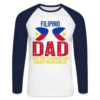 Filipino Dad Philippines Flag Sunglasses Father’s - T-shirt baseball manches longues Homme - blanc/marine - Devant - Nik (191cm)
