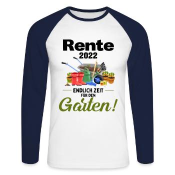 Rente 2022 Endlich Zeit für den Garten Rentner 202 - Unisex Baseballshirt langarm - Weiß/Navy - Vorne - Nik (191cm)