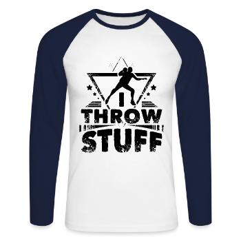 shot put - Unisex Long Sleeve Baseball T-Shirt - white/navy - Front - Nik (191cm)