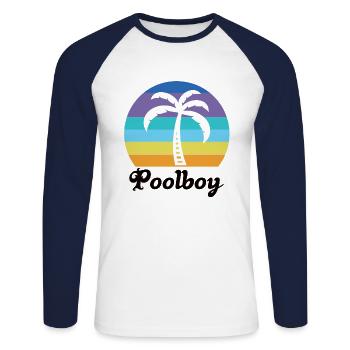 Poolboy Pool Bademeister Rettungsschwimmer - Unisex Baseballshirt langarm - Weiß/Navy - Vorne - Nik (191cm)