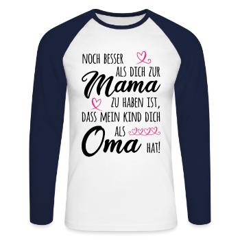 Omi Noch Besser Als Dich Zur Mama Zu Haben Oma Gro - Unisex Baseballshirt langarm - Weiß/Navy - Vorne - Nik (191cm)