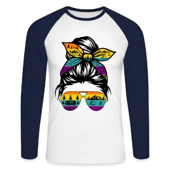 Camping Femme - T-shirt baseball manches longues Homme - blanc/marine - Devant - Nik (191cm)