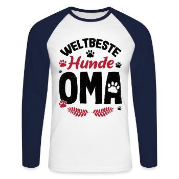 Großmutter Weltbeste Hunde Oma Omi Enkel Familie U - Unisex Baseballshirt langarm - Weiß/Navy - Vorne - Nik (191cm)