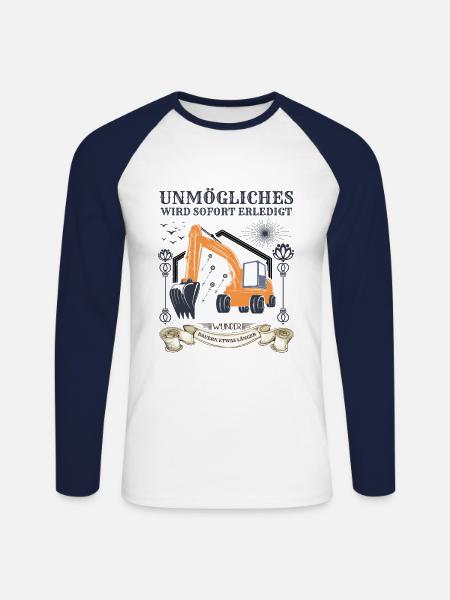 Bagger Baggerfahrer Baggerfahrerspruch - Unisex Baseballshirt langarm - Weiß/Navy
