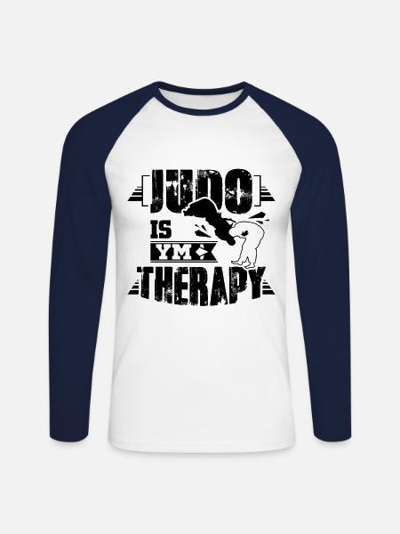 Judo therapy - Unisex Long Sleeve Baseball T-Shirt - white/navy