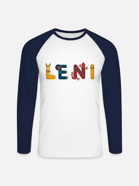 Leni - Unisex Baseballshirt langarm - Weiß/Navy