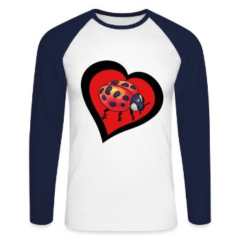 Coeur Lucky Charm Coccinelle Insecte Bonheur Bébé - T-shirt baseball manches longues Homme - blanc/marine - Devant - Nik (191cm)