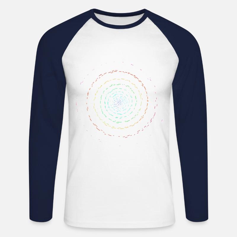 Regenbogen Kreisel Selbst gestalten - Unisex Baseballshirt langarm - Weiß/Navy