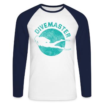 Scuba Diving Diver Vintage - T-shirt baseball manches longues Homme - blanc/marine - Devant - Nik (191cm)