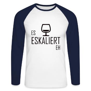 Es Eskaliert Eh - Bier Mallorca Suff - Unisex Baseballshirt langarm - Weiß/Navy - Vorne - Nik (191cm)