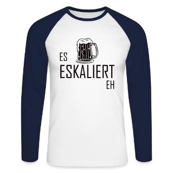 Es Eskaliert Eh - Bier Mallorca Suff - Unisex Baseballshirt langarm - Weiß/Navy - Vorne - Nik (191cm)